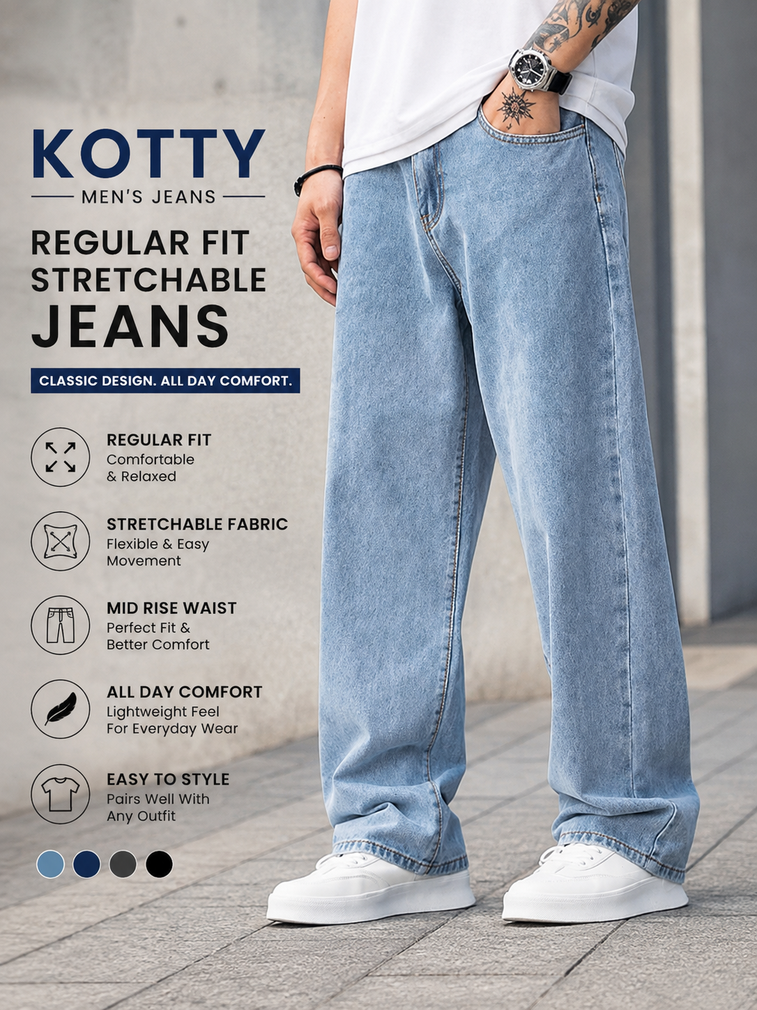 KOTTY Mens Regular Fit