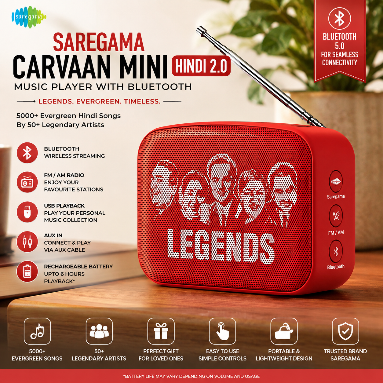 Saregama Carvaan Mini Hindi 2.0 Music Player with Bluetooth