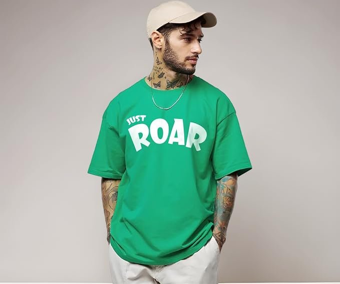 Cottonblend Oversized Half Sleeve Round Neck TshirT