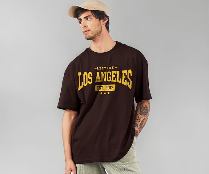 Oversized Cottonblend Half Sleeve Drop Shoulder PrinteD