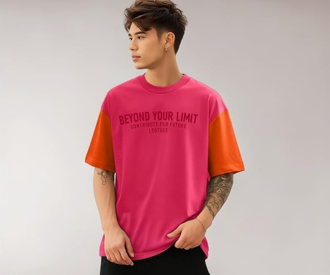 LEOTUDE Men Polycotton Classy Look Regular Fit Round Neck Half SleevE