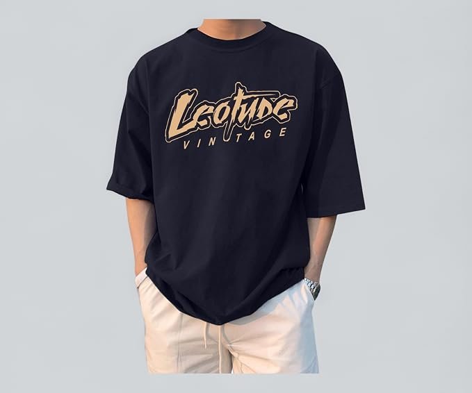 LEOTUDE Men's Cotton Oversized Fit T-Shirt