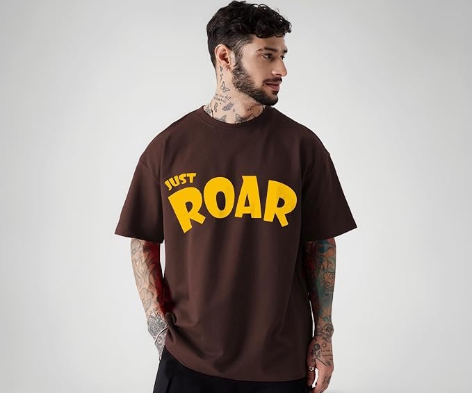 LEOTUDE Men Oversized Half Sleeve Round Neck Tshirt for Men's (Color