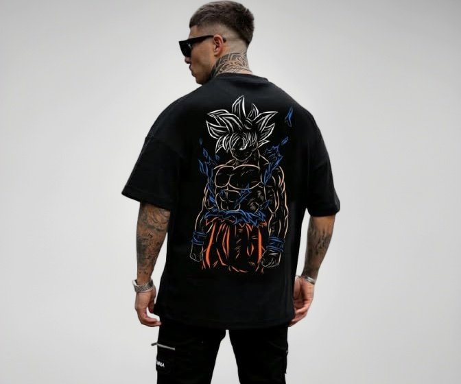 Men's Cottonblend Oversized Half Sleeve Round Neck Back Font Printed T-Shirt, Graphic T-Shirt, Black, Flame Design