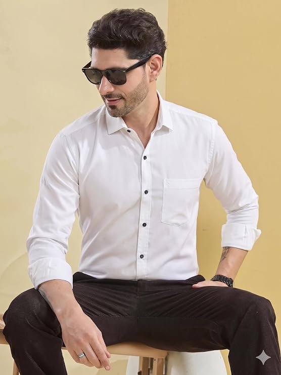 Youth First Men’s Cotton Casual Shirt | Full Sleeve Solid Regular Fit Shirt | Soft Breathable Fabric | Stylish Casual Wear for Office, Party &amp;amp; Daily Use