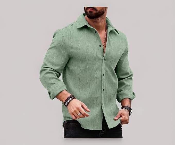 Men Popcorn Shirt Trendy Stylish Casual Look Formal Office Office Party Daily Use Comfortable Fashion Shirt Outfit