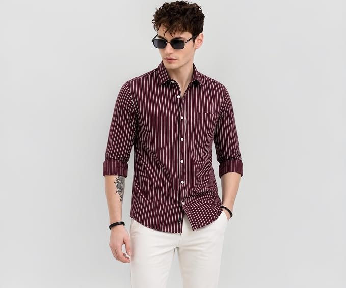 Youth First Men's Cotton Blend Casual Shirt | Regular Fit Solid Full Sleeve Button Down Collared Shirts | Comfortable Formal Office Business Casual for Men