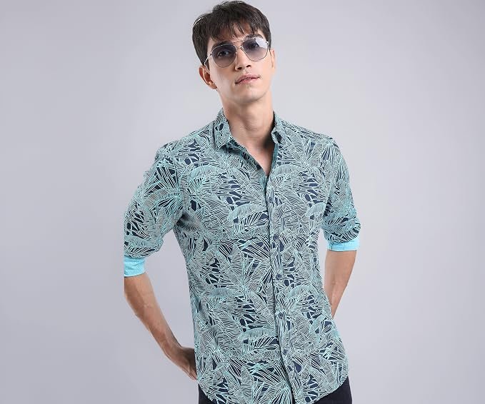 Ketch Men's Cotton Slim Fit Printed Full Sleeve Shirt