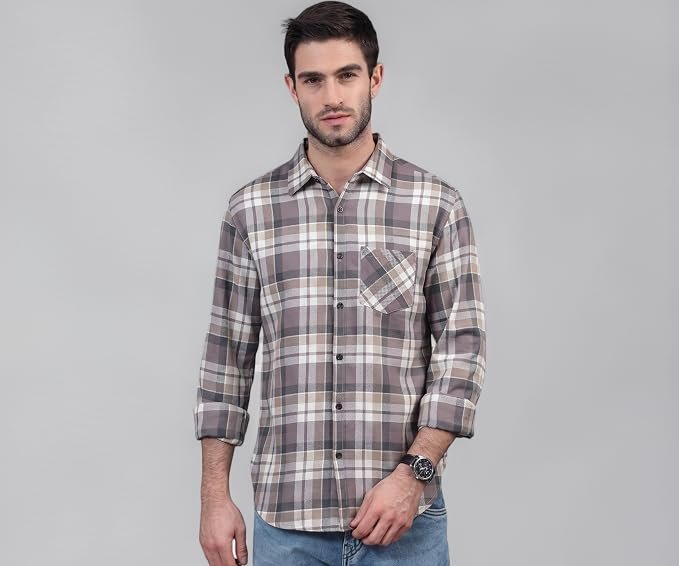Mens Casual N Formal Single Pocket Check Shirt2026