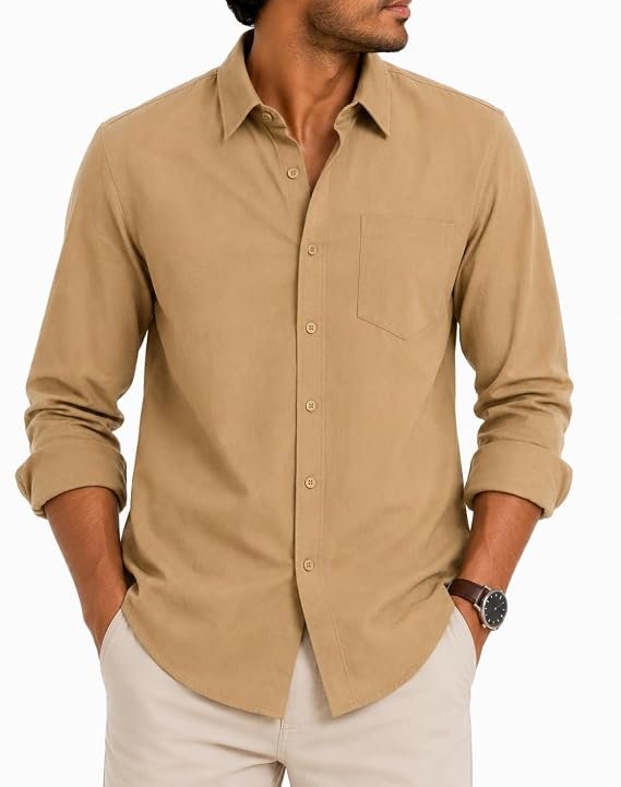 Youth First Men's Cotton Blend Casual Shirt for Men | Regular Fit Solid Full Sleeve Shirt | Comfortable Everyday Wear for Office Casual Party