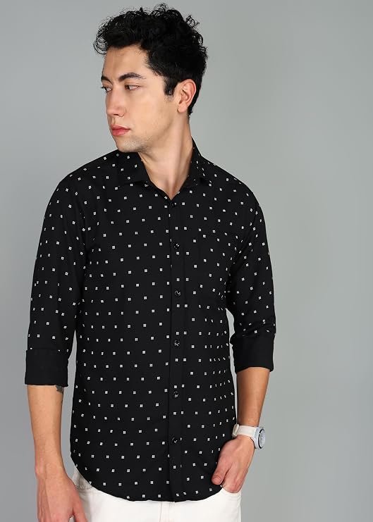 Men's Cotton Printed Shirt - Full Sleeves, Single Pocket, Casual & Formal Wear
