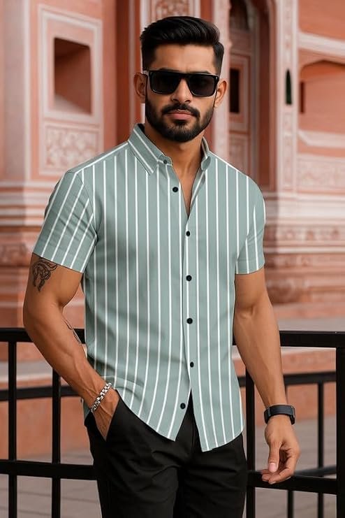 Men?s Stylish Printed Lycra Half Sleeve Shirt for Men &amp; Boys Design no Sky LIN Shirt-Parent