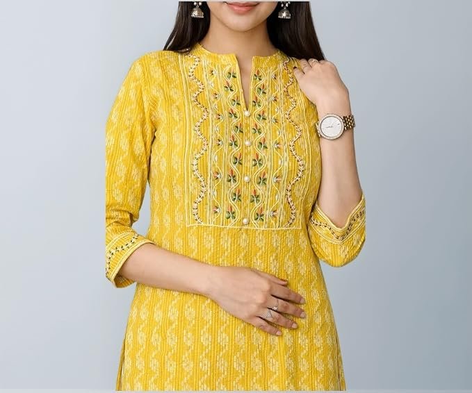 Stylish Women Straight Fit Kurti with Traditional Modern Fusion Design for Everyday Fashion Appeal