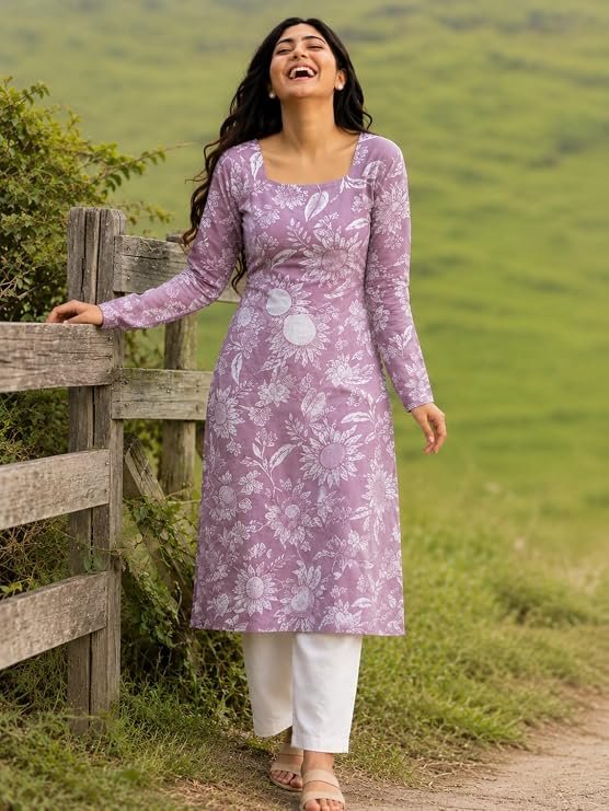Women’s Floral Printed Straight Kurti