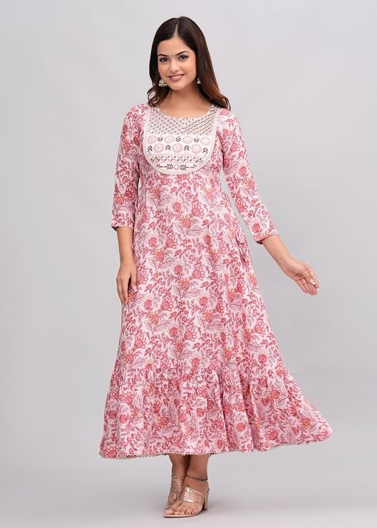 Anarkali Printed Rayon Full Length Kurta