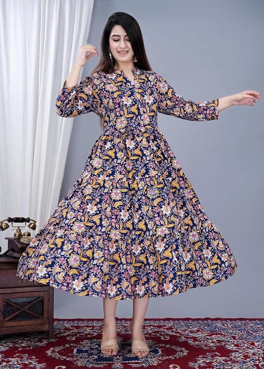 Gudwear Stylish Printed Anarkali Kurta/Kurti for Women
