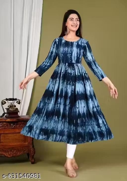 Women Rayon Anarkali Kurti | Flared Design Lightweight Comfortable Kurta