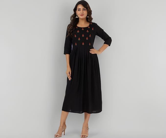 Womens Anarkali Embroidered Long Kurta Kurtis for Women/Traditional Anarkali Dresses for Women/Printed Women Anarkali