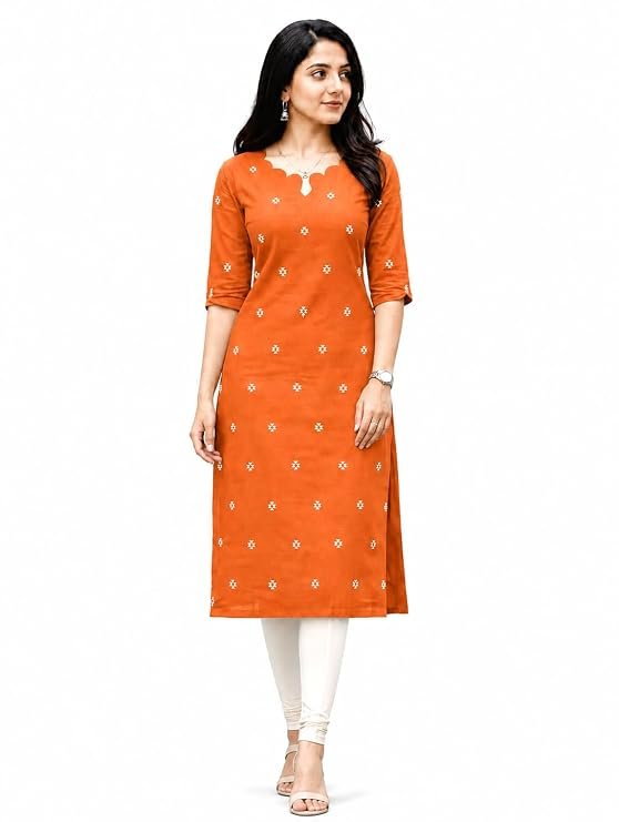 Women Cotton Block Printed Straight Kurti