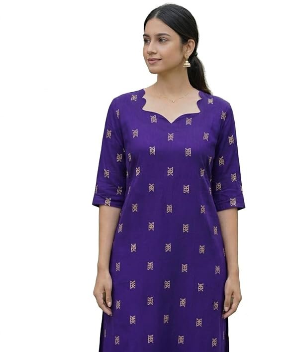 Women Cotton Block Printed Straight Kurti