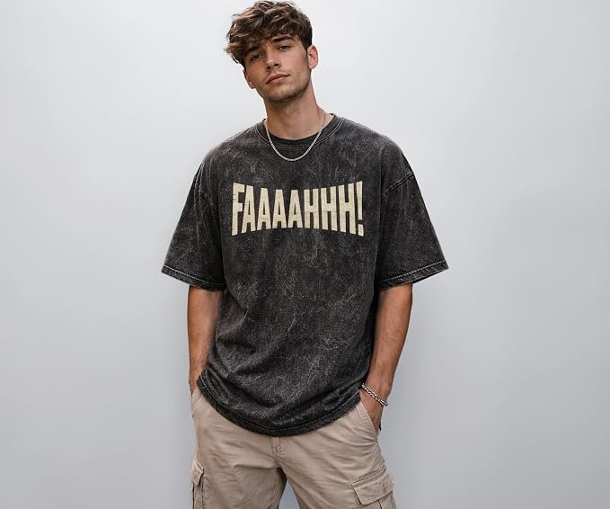 boffi ... 100% Cotton Oversized T-Shirt Unisex Drop Shoulder Dye Washed Street Look Black Pack of 1