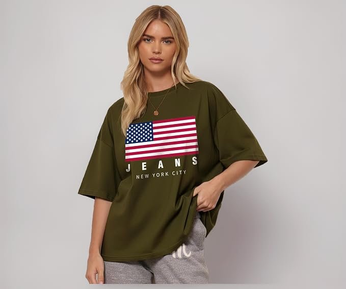 AUSK Oversized Front Printed Loose Fit T-Shirt for Women || Tshirt for Girls