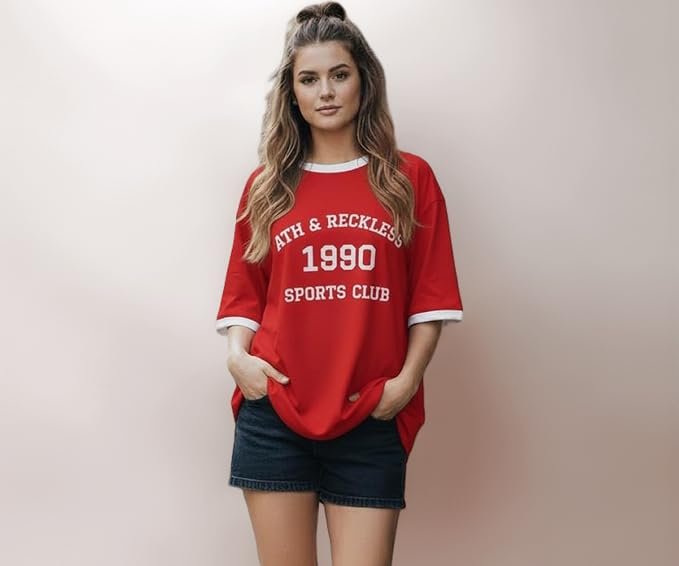 TQH Tshirt for Women | Oversized Tshirt for Woman | Tops for Women Western | Women's Tops | Woman Tee Loose Fit Drop Shoulder Printed T-Shirt for Casual Summer College Travel