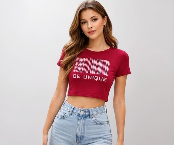Women Stylish Crop Top Cotton | Printed Half Sleeve Slim Fit T-Shirt | Casual Top for Women and Girls Pack 1