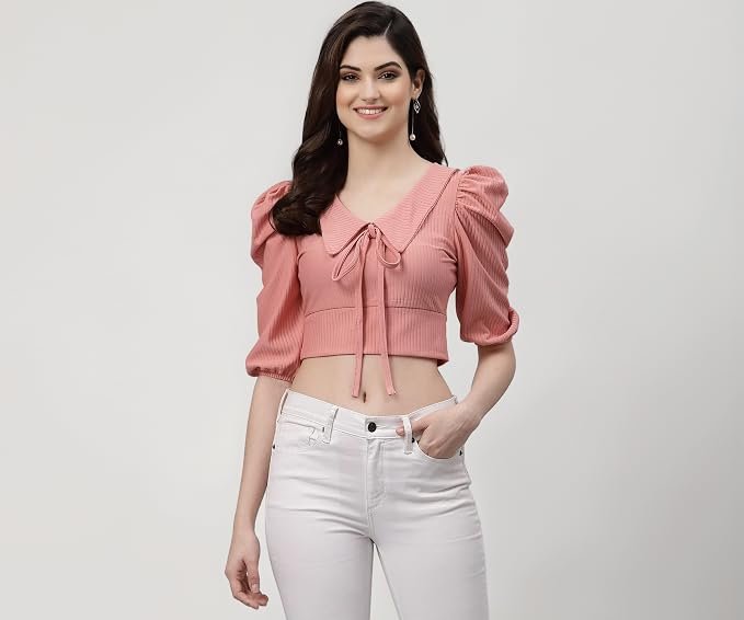 SIRIL Women's Solid Regular Fit Crop Top