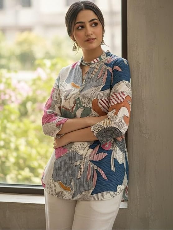 MS VHCK ENTERPRISE Cotton Printed Short Kurti for Women
