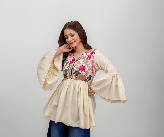 AHMI New Cotton Floral Printed Casual Tunic Kurta for Women | Women Tunic Top