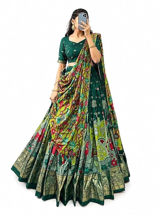 Women's Designer Semi-Stitched Tussar Silk Lehenga Choli | Printed Blouse & Matching Dupatta | Elegant for Wedding, Festival, Reception & PartY