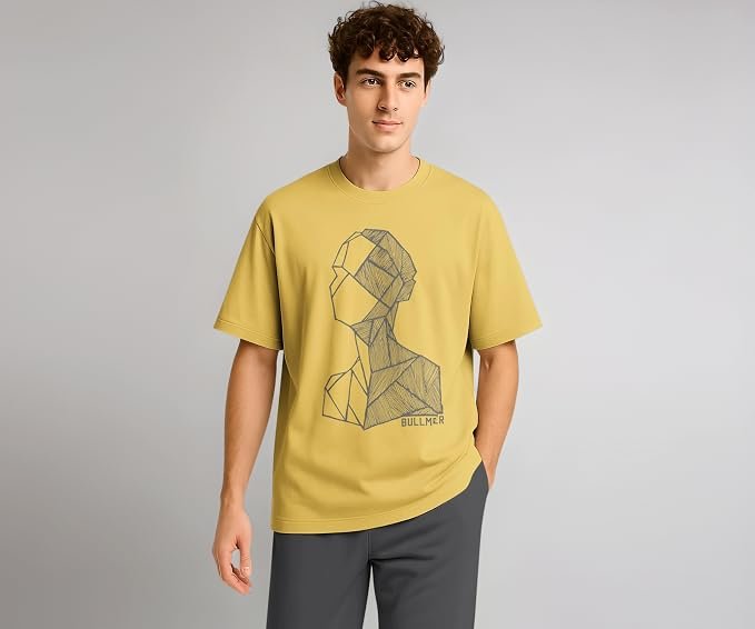 BULLMER Trendy Half Sleeve Oversized Cotton Blend Crew Neck Tshirt for Men1