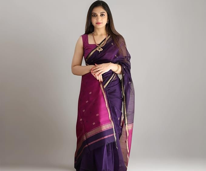 SGF11 Women's Kanjivaram Soft Cotton Linen Silk Saree With Blouse Piece