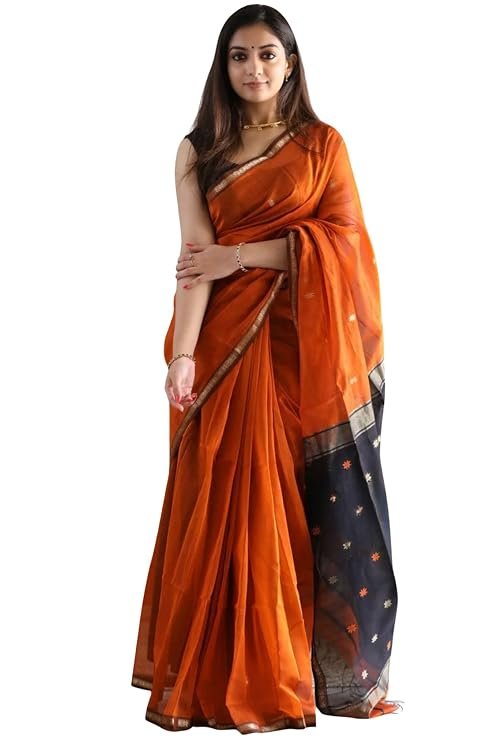SGF11 Women's Kanjivaram Soft Cotton Linen Silk Saree With Blouse Piece