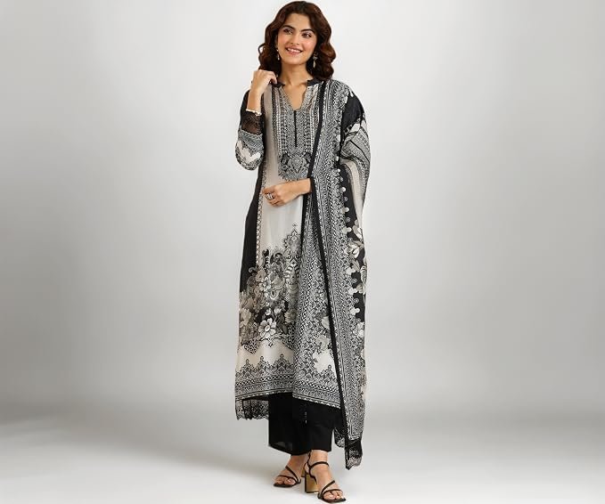 Libas Printed Silk Blend Straight Kurta with Trouser and Dupatta | Ethnic Wear |Wedding Dress | Ocassion Wear