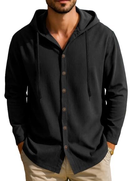 Noble Monk Men's Solid Regular Fit Shirts| Shirt with Hood | Casual Wear for Men | Full Sleeve Shirt | Stylish
