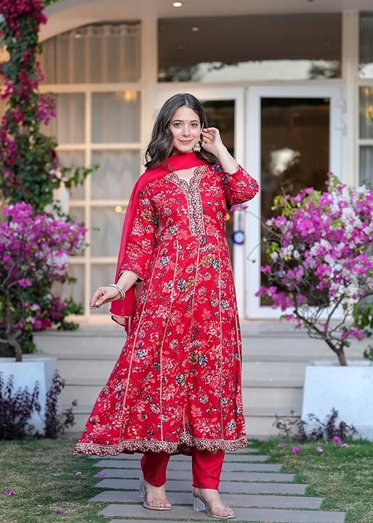 MANHAREE | Women's Rayon Kurta with Pant &amp; Dupatta Set