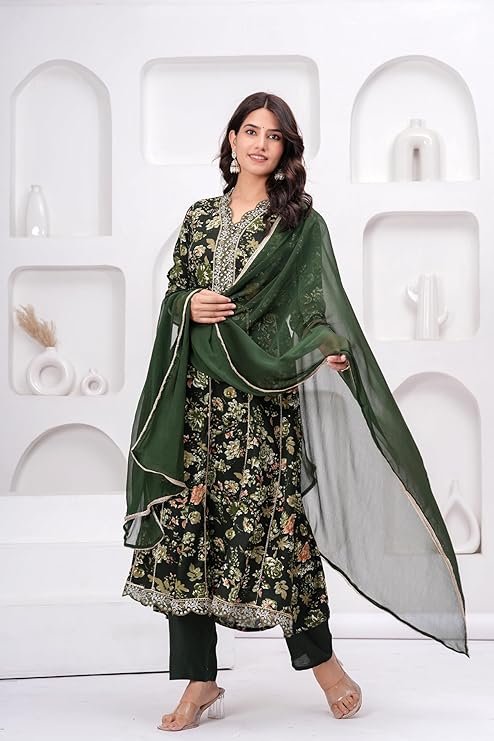 MANHAREE | Women's Rayon Kurta with Pant &amp; Dupatta Set