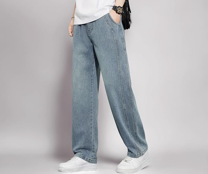 URBAN POCKETS Jeans for Men | Loose Fit Light Wash Denim Pants with Wide Leg Streetwear Style (U13-14)