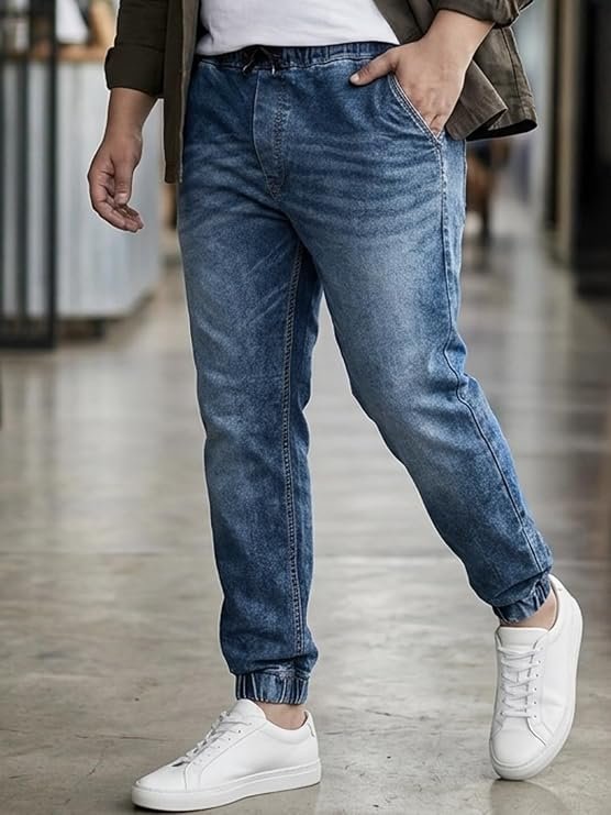Urbano Plus Men's Regular Fit Mid Rise Washed Jogger Jeans StretchablE