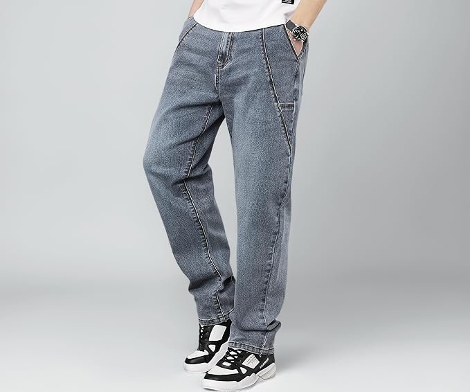 URBAN POCKETS Streetwear Jeans for Men | Stylish Denim Jeans | Relaxed Wide Leg | Baggy Fit | Unique Stitch (U-25-U28)