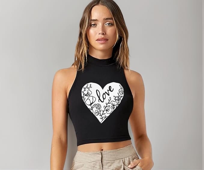 Women's Solid Ribbed Crop Tank Top - Stylish Western Sleeveless Top for Girls