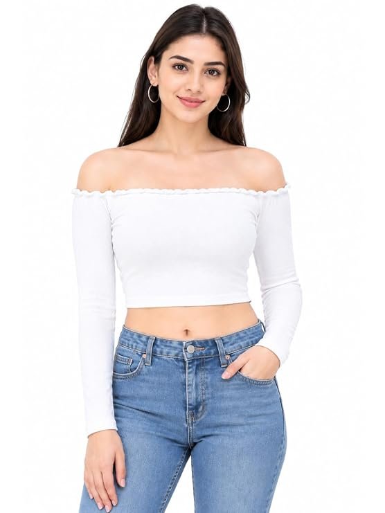 Women’s Stylish Full Sleeve Crop Top for Casual