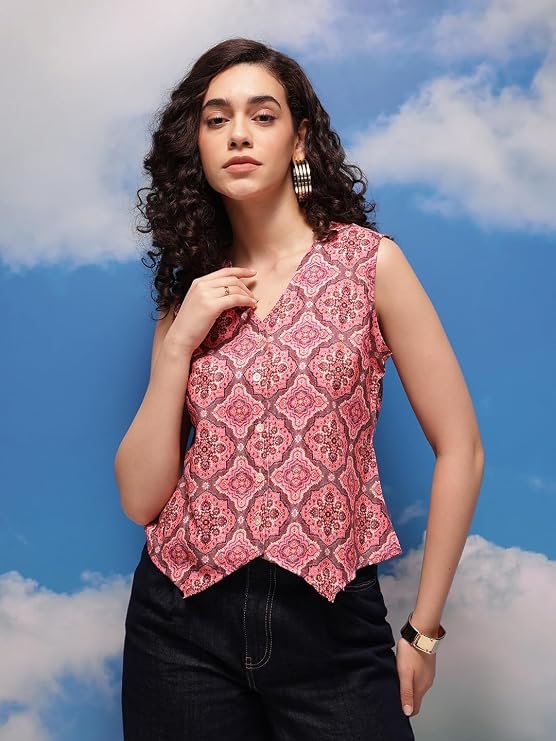Women Rayon V-Neck Slim Fit Crop Top | Casual Wear | Multicolor