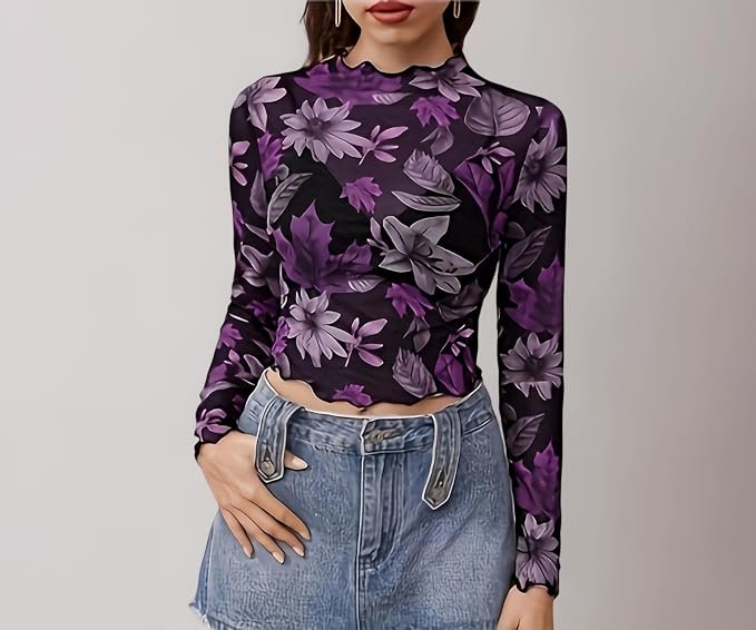 mikuchiku Mesh Crop Top |with Unique Print