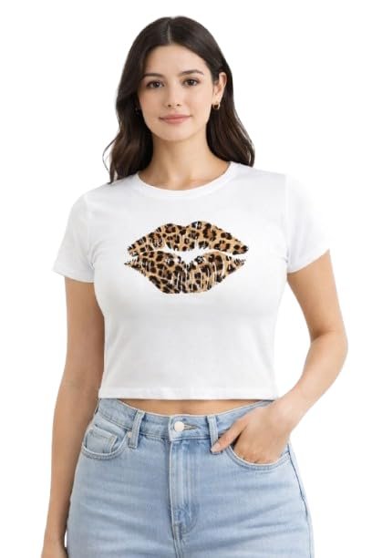 Short Sleeve Top for Women's & Girl's - Stretchable Regular Round Neck Rib Knit T Shirt | Tee Crop Top
