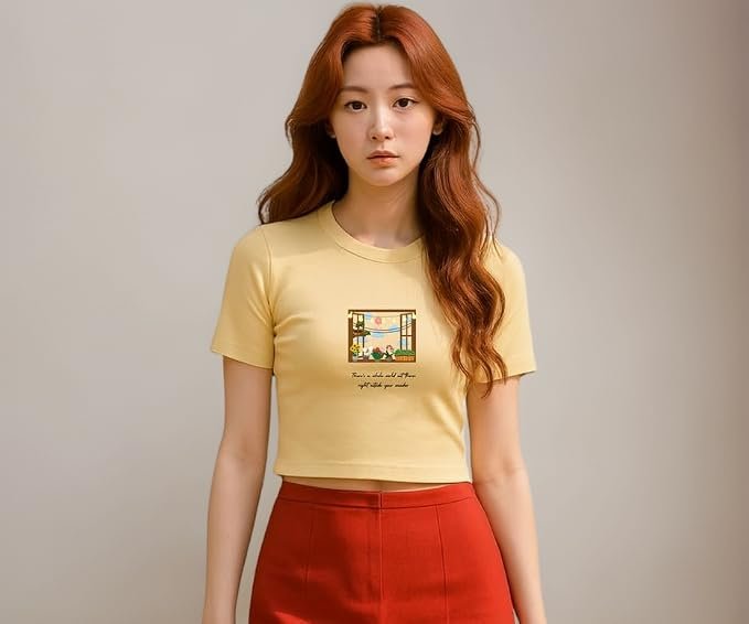 Space & Ocean Printed Crop Top Tshirt for Women