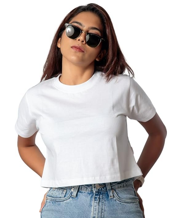 Women’s Cropped Top – Soft Cotton Blend, Stretchable, Stylish & Versatile Crop Tee for Casual Wear, Gym, and Layering