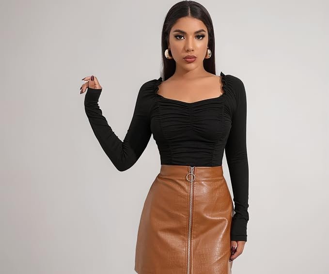 Shasmi Women's Shirt | Sweat Heart Neck | Full Sleeve | Regular Fit | Elegant Design Stylish & Comfortable | All-Day Comfort | Perfect for Formal, Casual (Tank Top)